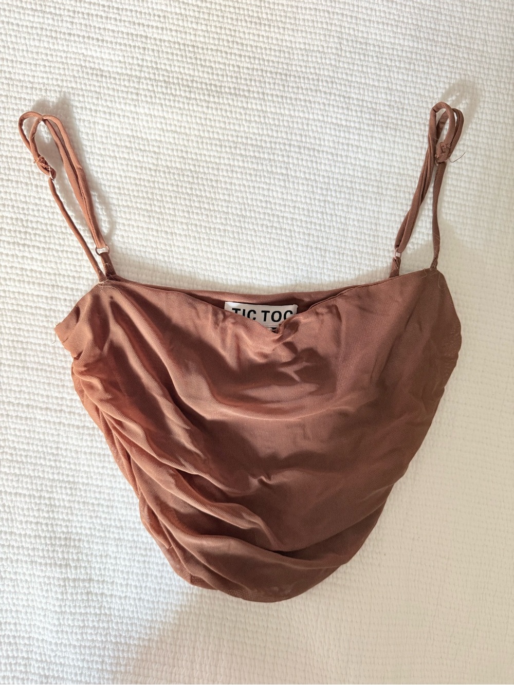 Tic Toc Brown Draped Bandeau with Adjustable Straps